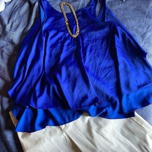 Rich Blue Satin-look Tank Top